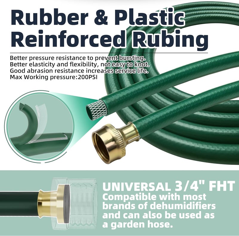 TT FLEX Burst-Proof Dehumidifier Drain Hose – 5 FT Green Rubber, 3/4" FHT, Heavy Duty, Flexible, Leak-Resistant for Efficient Water Drainage,CUPC and NSF-61 Certificated - Image 4
